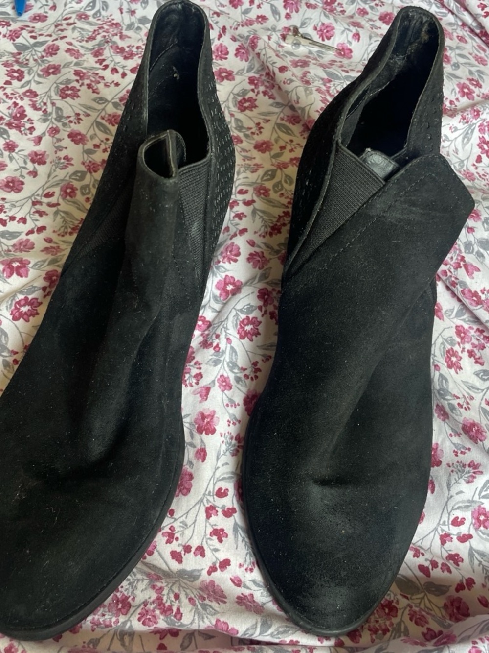 MIA Black Suede Ankle Booties with Elastic Side Panels